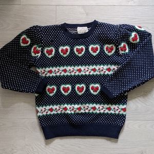 VINTAGE Susan Bristol Hand Embroidered Roses Knit Sweater